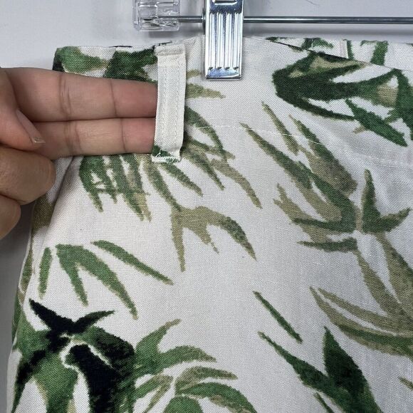 J Jill Linen Blend Cropped Wide Leg Pants S Bamboo Leaves Cream Green - Picture 6 of 15